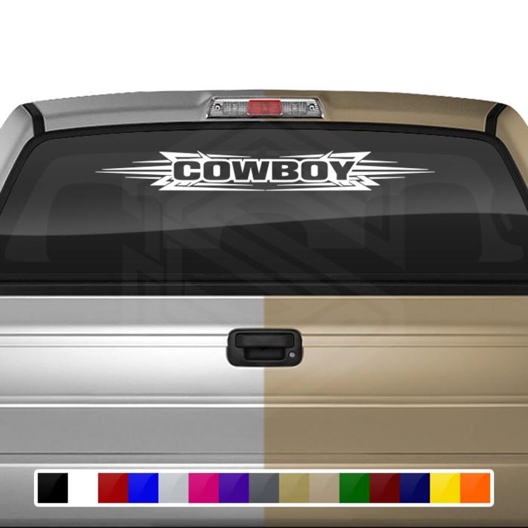 Design #117 COWBOY Decal Sticker Windshield Window Vinyl Graphic Banner ...