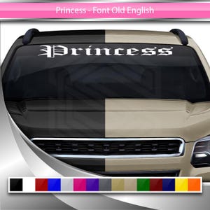 PRINCESS デカール ステッカー フロントガラス ウィンドウ ビニール グラフィック バナー 車 トラック SUV 自動車用フォント - 古い英語の名前テキスト