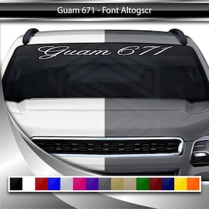 GUAM 671 デカールステッカー フロントガラス ウィンドウ ビニール グラフィックバナー 車 トラック SUV 自動車 アイランドフォント Altogscr スクリプト 筆記体テキスト