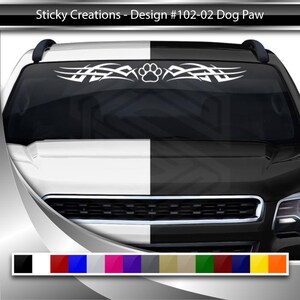 Design #102-02 DOG PAW Print Decal Sticker Windshield Window Vinyl Graphic Banner Tribal Decoration for Car Truck SUV Auto Dog Lover