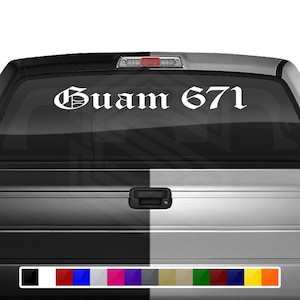 GUAM 671 デカールステッカー フロントガラスウィンドウ ビニールグラフィックバナー 車 トラック SUV 自動車用 アイランドフォント - オールドイングリッシュテキスト