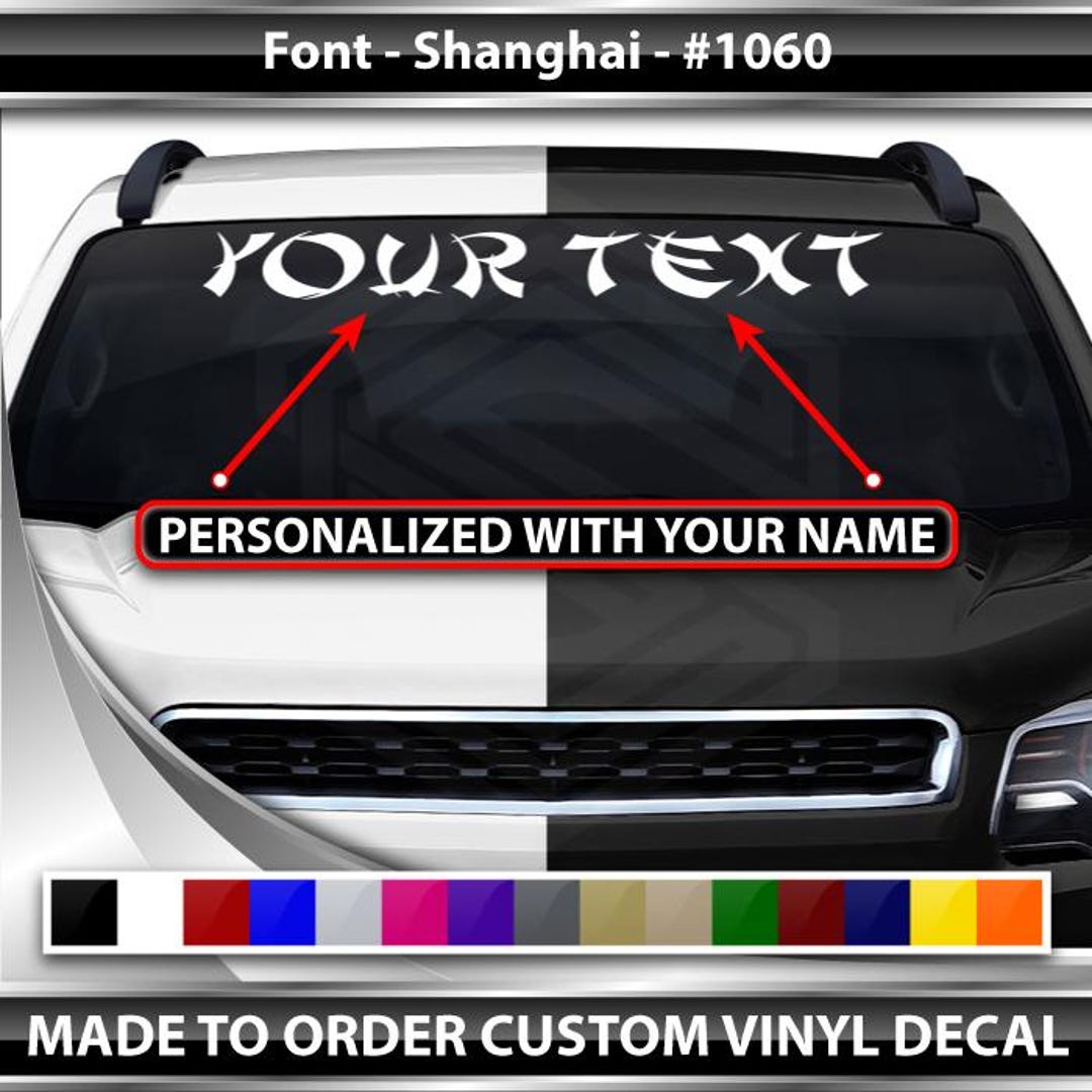 Custom Text Personalized Name Decal Sticker Windshield Window Vinyl ...