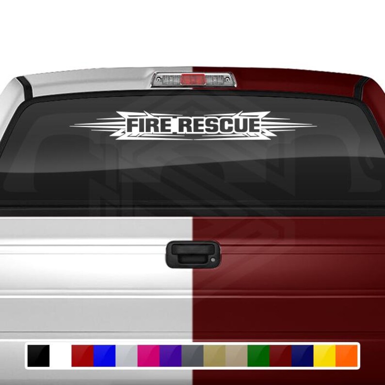 Design #117 FIRE RESCUE Decal Sticker Windshield Window Vinyl Graphic ...