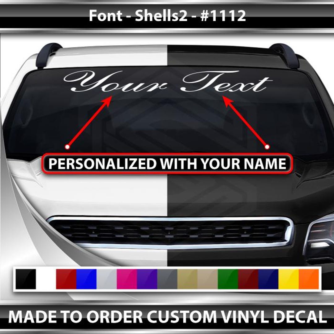 Custom Text Personalized Name Decal Sticker Windshield Window Vinyl ...