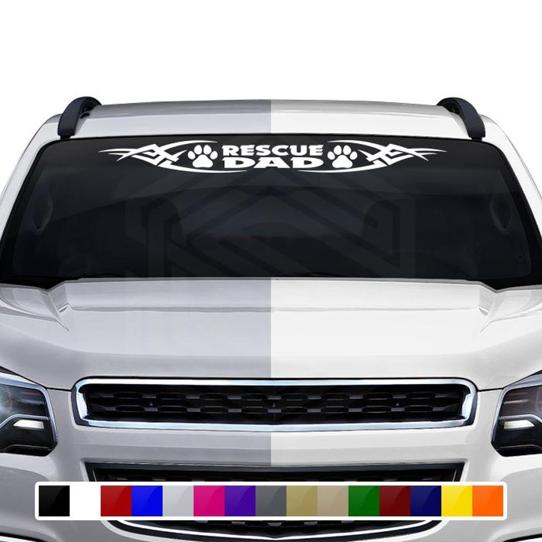 Design #106 RESCUE DAD Dog Paw Print Decal Sticker Windshield Window ...