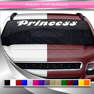 PRINCESS デカール ステッカー フロントガラス ウィンドウ ビニール グラフィック バナー 車 トラック SUV 自動車用 フォント - Motfemno スクリプト 太字 名前テキスト