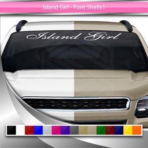 ISLAND GIRL デカール ステッカー フロントガラス ウィンドウ ビニール グラフィック バナー 車 トラック SUV 自動車用 フォント シェル1 スクリプト 筆記体 名前 テキスト