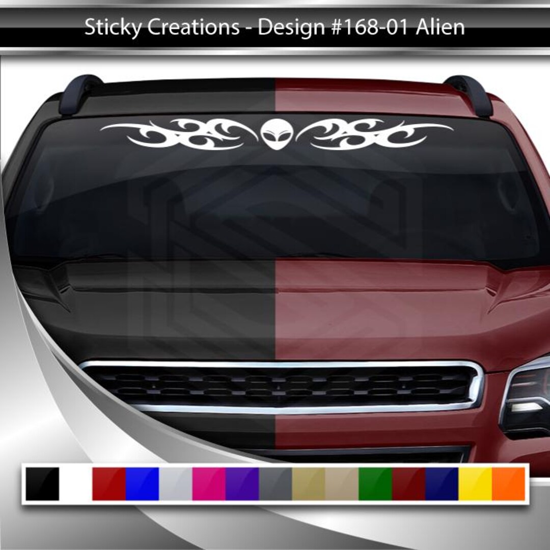 Design #168-01 ALIEN Head Decal Sticker Windshield Window Vinyl Graphic ...