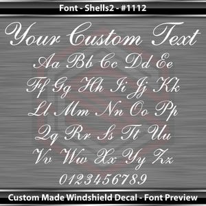 Personalized Your Custom Text Name Decal Sticker Windshield Window Vinyl Graphic Banner Car Truck SUV Auto (Font-Shells 2) Cursive Sign
