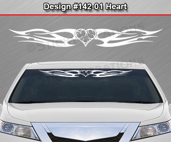 #115-01 Heart Rear Window Decal Sticker Vinyl Graphic Tribal Flame Car SUV Truck