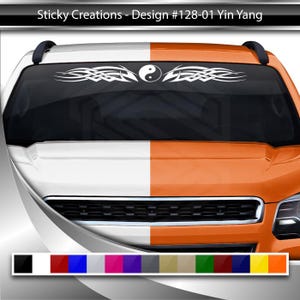 デザイン#128-01 YIN YANG デカール ステッカー フロントガラス ウィンドウ ビニール グラフィック バナー トライバル ケルトノット デコレーション 車 トラック SUV 自動車用