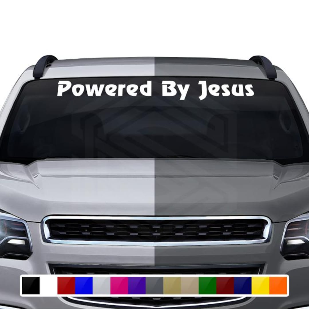 Jesus Racing Development Car Sticker POWERED BY JESUS Decal Sticker Windshield Window Vinyl Graphic Banner ...