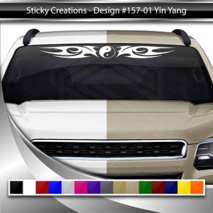 デザイン#157-01 YIN YANG デカール ステッカー フロントガラス ウィンドウ ビニール グラフィック バナー トライバル ブレード デコレーション 車 トラック SUV 自動車 家庭用