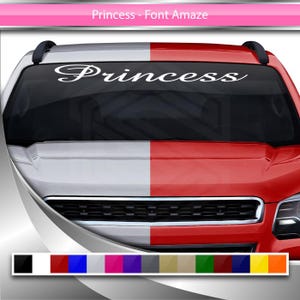 PRINCESS デカール ステッカー フロントガラス ウィンドウ ビニール グラフィック バナー 車 トラック SUV 自動車用 フォント - Amaze スクリプト 筆記体 名前テキスト