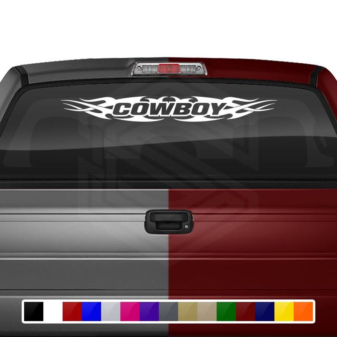 Design #148 COWBOY Decal Sticker Windshield Window Vinyl Graphic Banner ...
