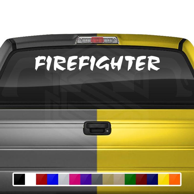 FIREFIGHTER Decal Sticker Windshield Window Vinyl Graphic Banner for ...