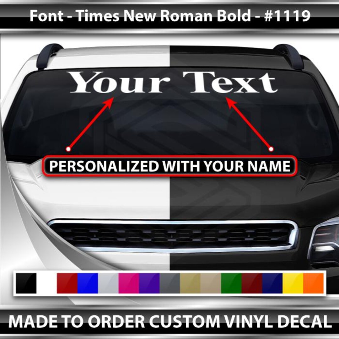 Custom Text Personalized Name Decal Sticker Windshield Window Vinyl ...