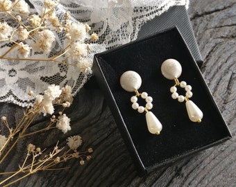 Gold Drop Gauges, Bridal Dangle Plugs, Handcrafted with Teardrop Faux Pearls, Gauged Earrings, Wedding Stretchers 6mm 2g, 8mm 0g, 10mm 00g