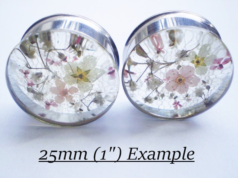 Plugs Floral Real Flower Ear Gauge Natural Wedding Bridal Etsy UK