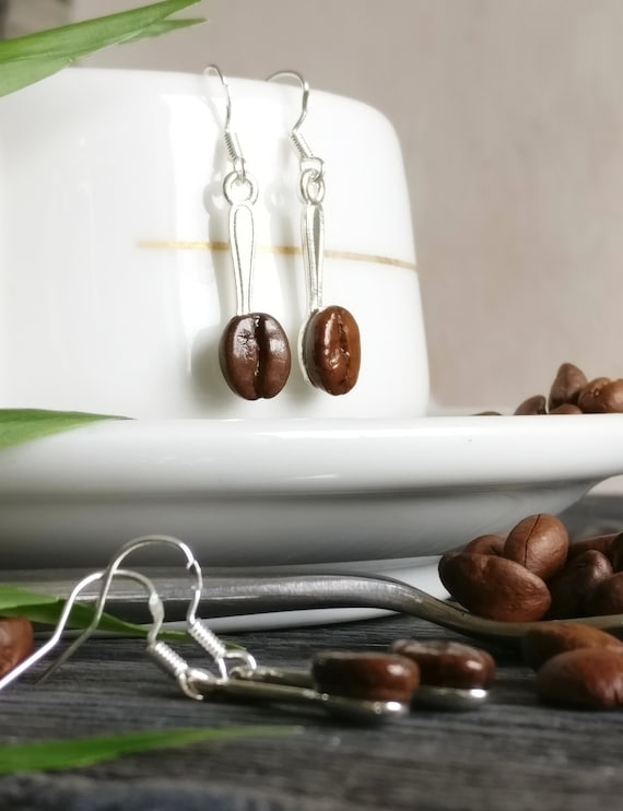 Coffee Earrings Expresso Bean and Cup Drop Fine Silver Plate Coffee Earrings Expresso Bean and Cup Drop Fine Silver Plate