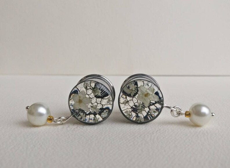 Wedding Gauges Dangle Plugs Bridal / Prom Gauges Real Etsy