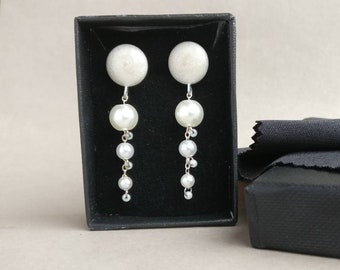 10mm + Dangle Ear Plugs 00g - Faux Pearl 00Gauges - Statement / Occasion Stretchers - Bead Drop Gauged Earrings. Handcrafted & Ready to Ship