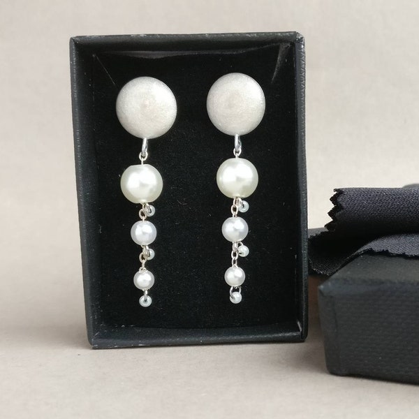 10mm + Dangle Ear Plugs 00g - Faux Pearl 00Gauges - Statement / Occasion Stretchers - Bead Drop Gauged Earrings. Handcrafted & Ready to Ship