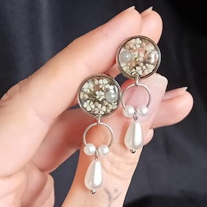 Zatyczki do uszu z prawdziwymi kwiatami, ślubne wskaźniki z perełkami w kształcie łezki, rozmiary od 0 g 8 mm do 1 cala 25 mm, ręcznie robione rozciągacze do uszu zdjęcie 1