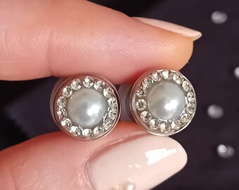 Hider Ear Stretchers, Dainty Formal Event Gauges ~ Sizes from 6mm 2g ~ Handcrafted Glass Rhinestone Plugs, Surgical Steel Gauged Earrings