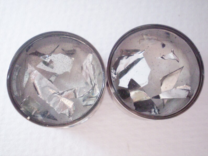 Plugs Gauges Broken Mirror Glass Silver Foil Metal Alternative Unusual Custom Unique Handmade Ear Tunnels image 3