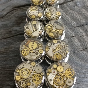 Steampunk Ear Plugs READY TO SHIP Cog Gear Gauges Watch parts Ear Tunnels 8mm 0g / 10mm 00g / 11mm 7/16 g / 12mm; 14mm; 16mm; 19mm; 22mm