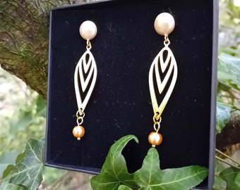 Gold Dangly Gauges, Deco Dangle Gauged Earrings, Statement Metal Drop Stretchers, Ear Plugs 0g 8mm + Tunnels - Handcrafted & Ready to Ship