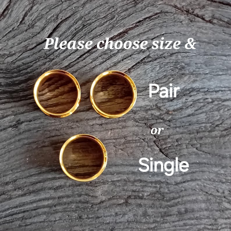 Gold Gauges, Plugs with Metallic Flakes, Golden Reflective Ear Tunnels 8mm 10mm 12mm 14mm 16mm 19mm 22mm 25mm (0g gauge - 1") READY MADE image 3