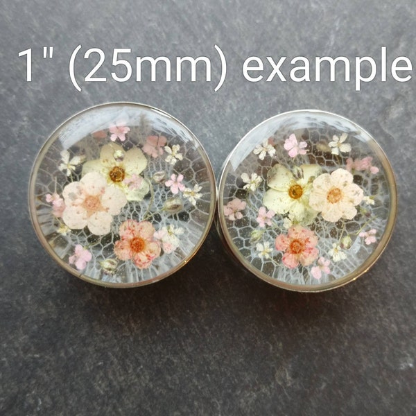 Plugs Floral Real Flower Ear Gauge Natural Wedding Bridal White Lace Alternative Handmade Unique Unusual Ear Tunnels