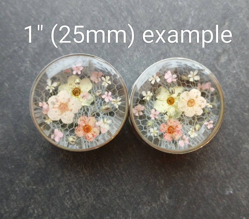 Plugs Floral Real Flower Ear Gauge Natural Wedding Bridal Etsy UK