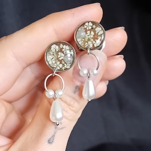Zatyczki do uszu z prawdziwymi kwiatami, ślubne wskaźniki z perełkami w kształcie łezki, rozmiary od 0 g 8 mm do 1 cala 25 mm, ręcznie robione rozciągacze do uszu zdjęcie 6