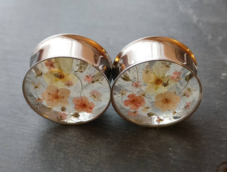 Plugs Floral Real Flower Ear Gauge Natural Wedding Bridal Etsy Australia