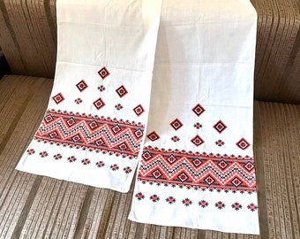 SET 2 Vintage Ukrainian wedding rushnyk, Slavic folk table runner, Easter Ryshnyk basket cover, ukrainian towel, Ukraine gift