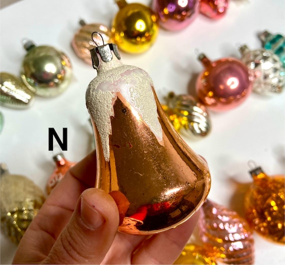Vintage Mercury Russian Glass Christmas Ornaments, 60s USSR