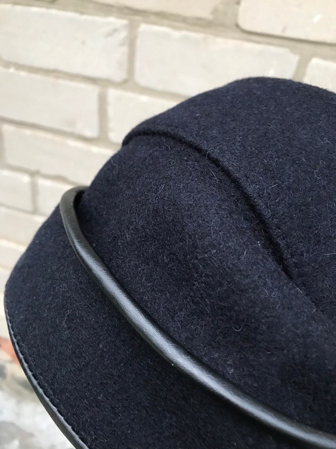 Wool & Leather German military army hat cap black cadet cap Etsy