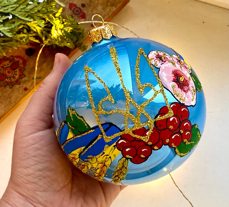 Ukrainian Hand-painted Christmas Ornaments Ukrainian Trident - Etsy