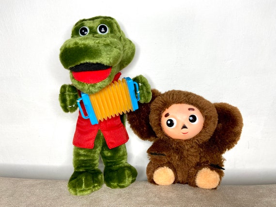 Cheburashka and Crocodile Gena Vintage Soviet Toy, Doll Made in
