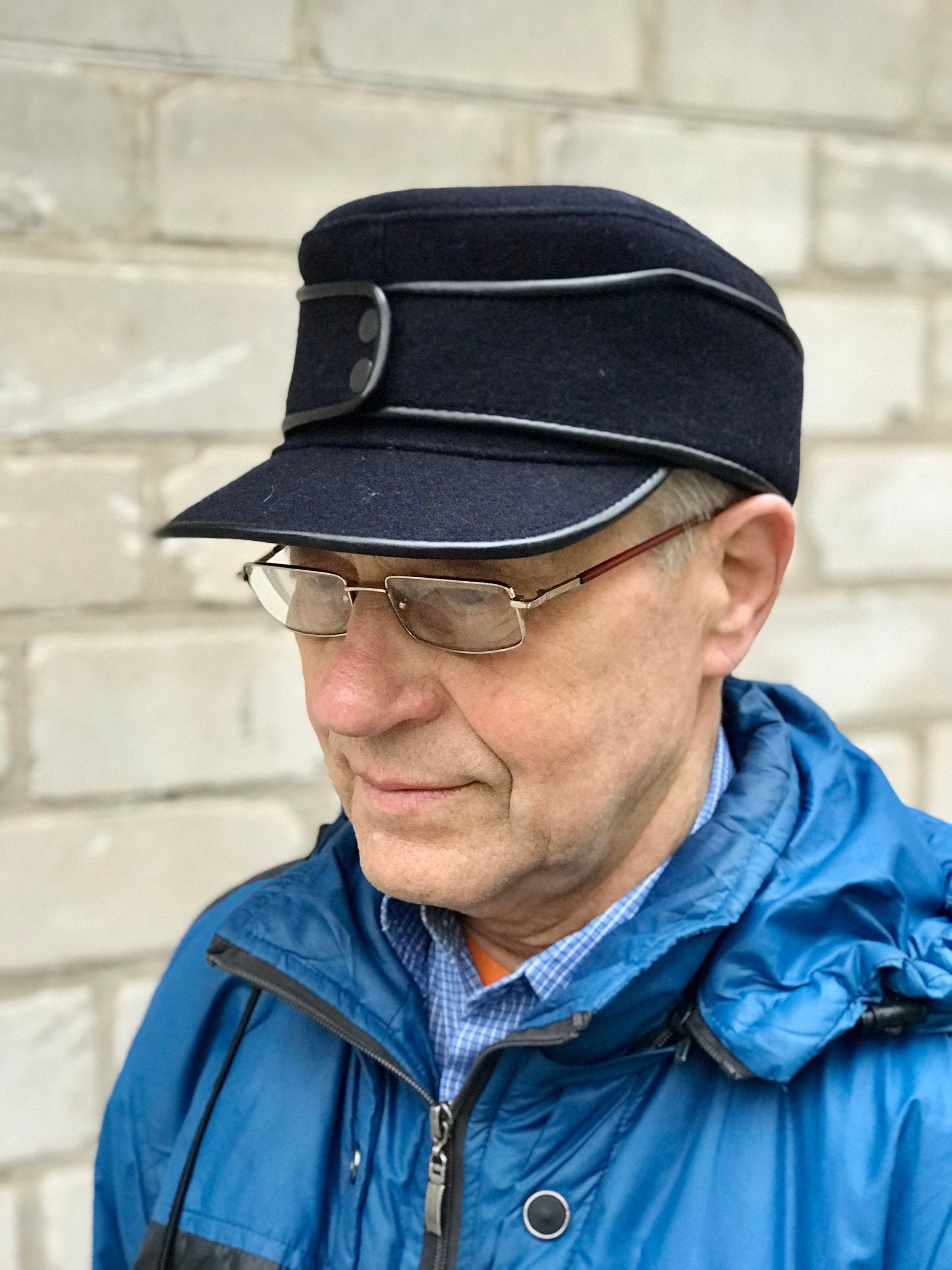 Wool & Leather German Military Army Hat Cap Black Cadet Cap Etsy