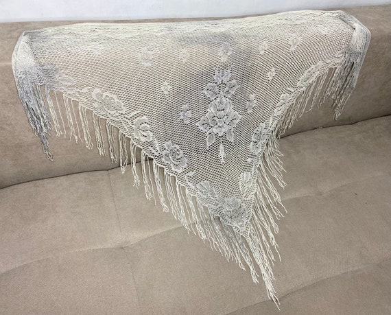 Vintage silver lurex lace flamenco cover up, brid… - image 7