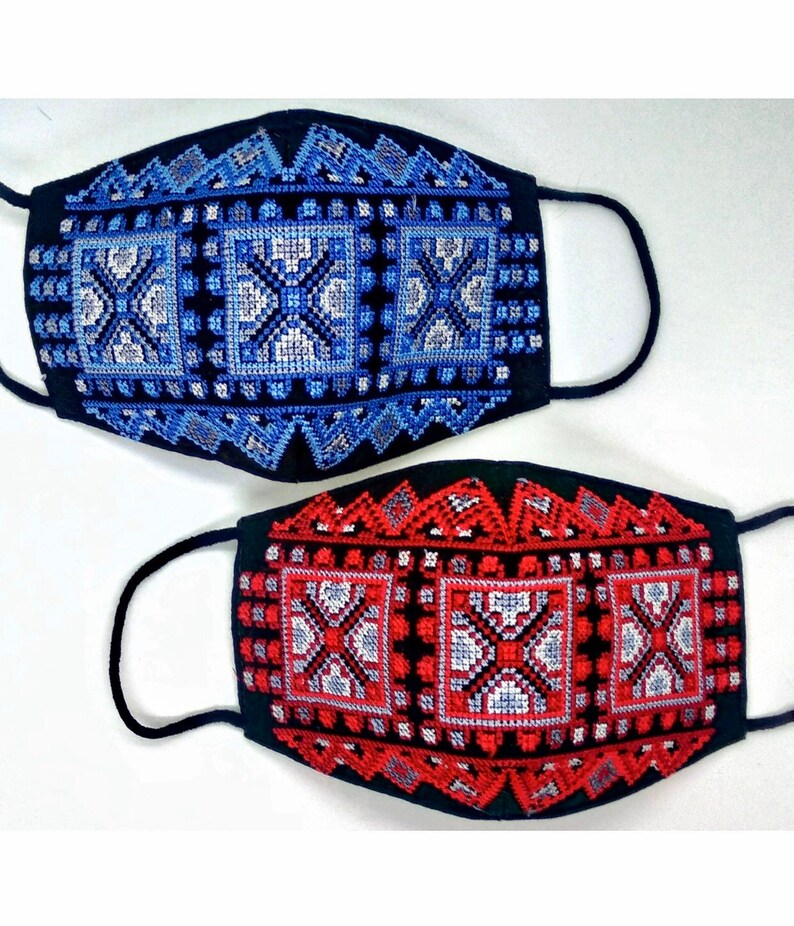 Ukrainian Face Mask Embroidery 2 Layers Cotton Ukraine Etsy