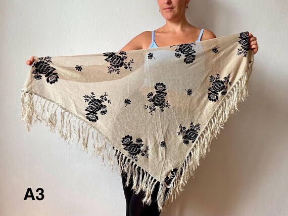 Vintage Light Beige Lace Flamenco Cover, Evening Summer Fringed
