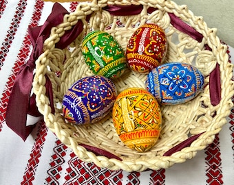 手描きウクライナのピサンキイースターエッグ、木製装飾 - Etsy 日本