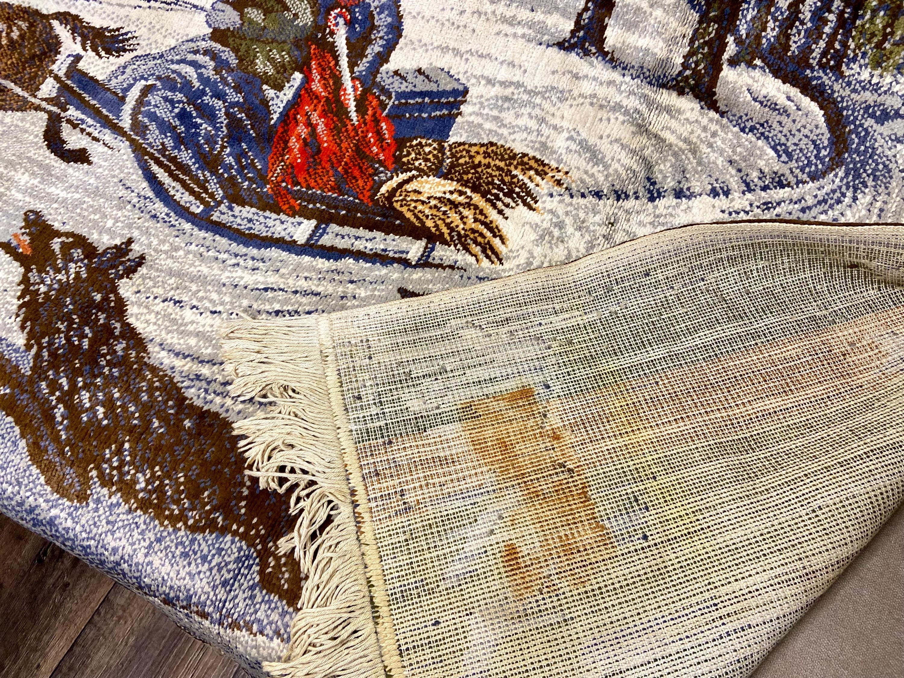 50th Antique German Rare Wool Cotton Tapestry Rug, Fairy Tale