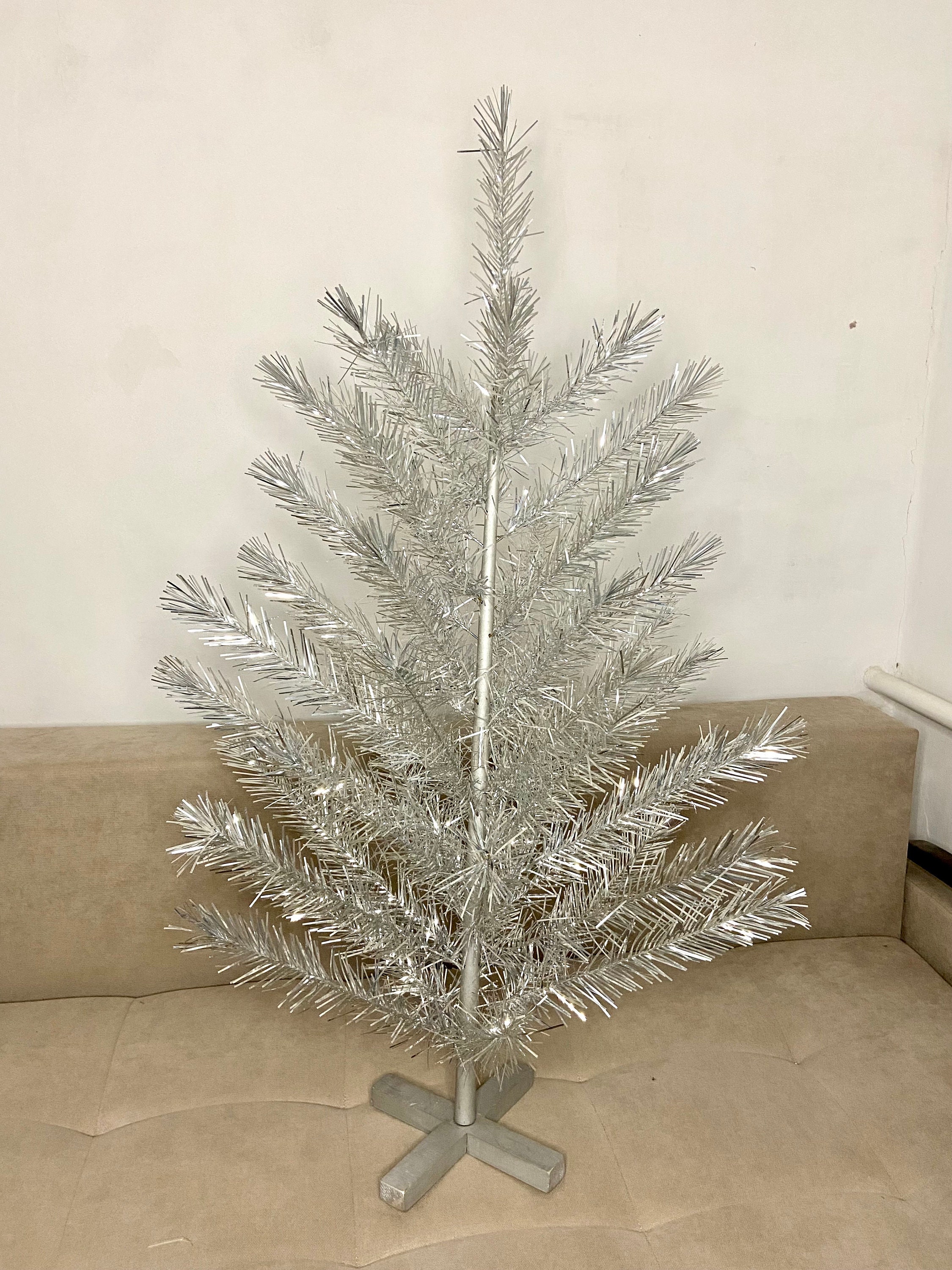 50s Vintage Metal Aluminum Silver Christmas Tree, Mid-century Soviet ...