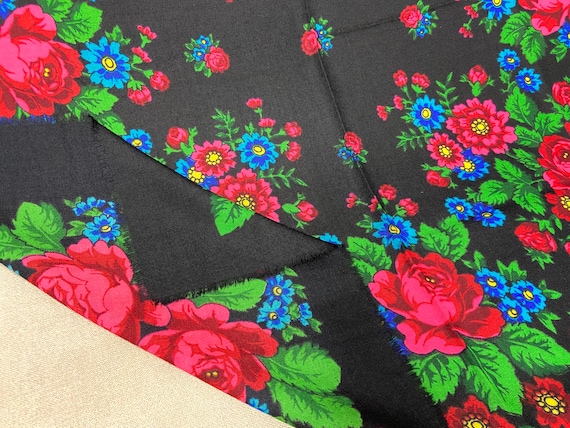 100 % wool Vintage ukrainian Folk black shawl, ba… - image 10